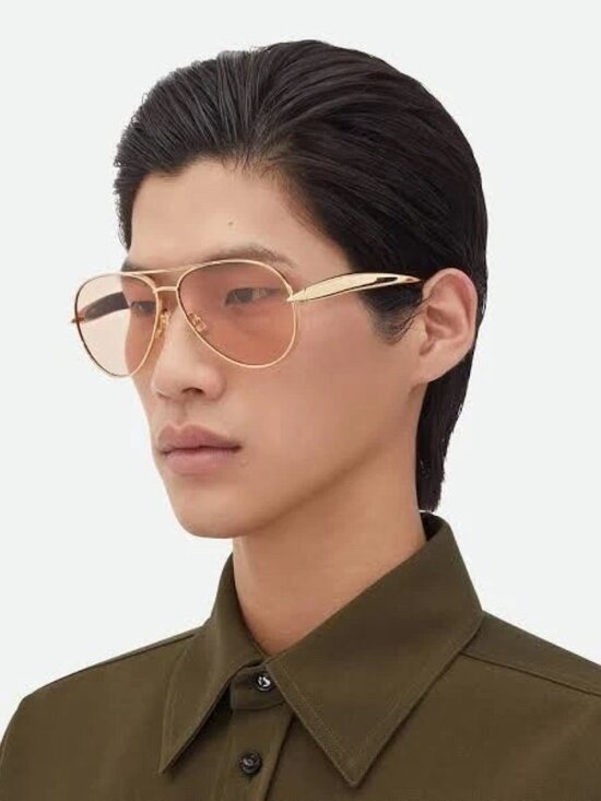 Bottega Veneta BV1305S Gold Frame Light Brown Lens Unisex Aviator Sunglasses main image 12